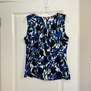 Calvin Klein Printed Pleat-Neck Blouse